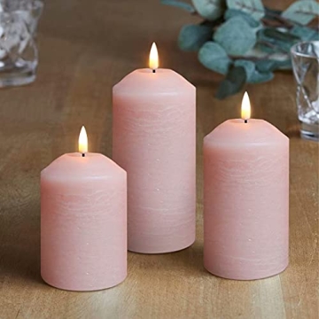 Eywamage Pink Flameless Pillar Candles with Remote Control Set