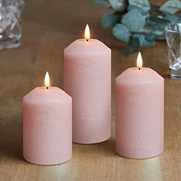 Eywamage Pink Flameless Pillar Candles with Remote Control Set