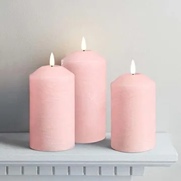 Eywamage Pink Flameless Pillar Candles with Remote Control Set