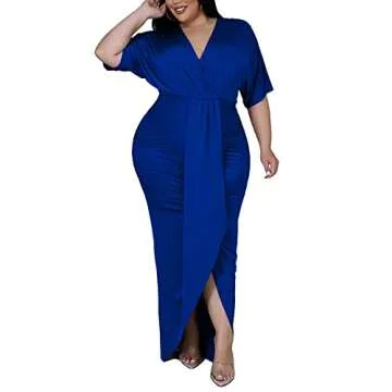 Elegant Plus Size V-Neck Dress for Curvy Women