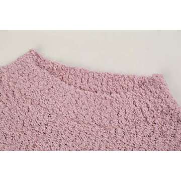 Imily Bela Womens Fuzzy Knitted Sweater Sherpa Fleece Side Slit Full Sleeve Jumper Outwears Pink