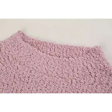 Imily Bela Womens Fuzzy Knitted Sweater Sherpa Fleece Side Slit Full Sleeve Jumper Outwears Pink