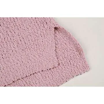 Imily Bela Womens Fuzzy Knitted Sweater Sherpa Fleece Side Slit Full Sleeve Jumper Outwears Pink