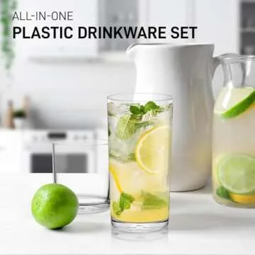 Zulay Kitchen Acrylic Glasses Drinkware Set - 8 Piece Unbreakable Tumblers