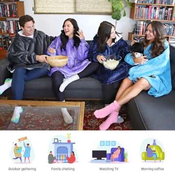 Catalonia Oversized Wearable Blanket Hoodie Sweatshirt, Comfortable Sherpa Lounging Pullover for Adu...