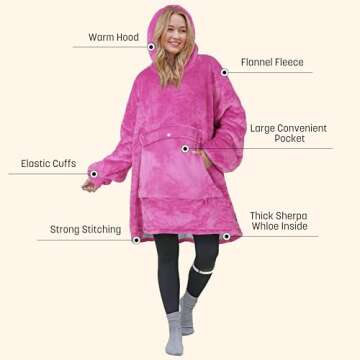 Catalonia Oversized Wearable Blanket Hoodie Sweatshirt, Comfortable Sherpa Lounging Pullover for Adults Men Women Teenagers Wife Girlfriend Gift