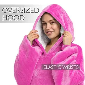 Catalonia Oversized Wearable Blanket Hoodie Sweatshirt, Comfortable Sherpa Lounging Pullover for Adults Men Women Teenagers Wife Girlfriend Gift