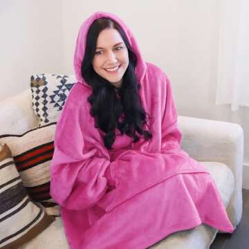 Catalonia Oversized Wearable Blanket Hoodie Sweatshirt, Comfortable Sherpa Lounging Pullover for Adults Men Women Teenagers Wife Girlfriend Gift