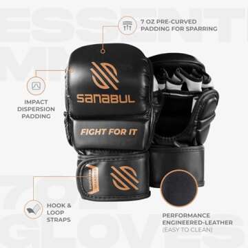 Sanabul Essential 7oz MMA Gloves for Sparring & Training
