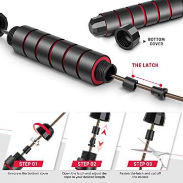 Renoj Jump Rope, Jump Ropes for Fitness, Jump Rope Workout for Exercise (Red)