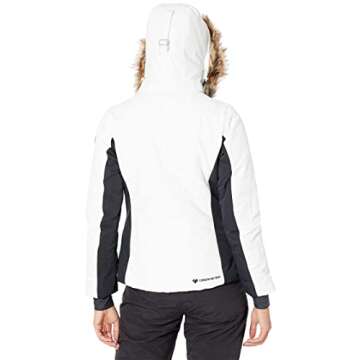 Obermeyer Petite Tuscany II Jacket for Women - Fleece Lined Stand Collar with Polyester Lining, Long Sleeves, and Durable White 6P One Size