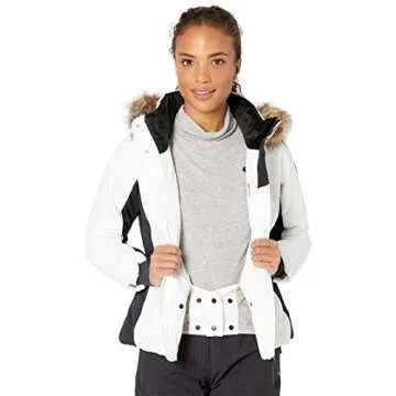 Obermeyer Petite Tuscany II Jacket for Women - Fleece Lined Stand Collar with Polyester Lining, Long Sleeves, and Durable White 6P One Size