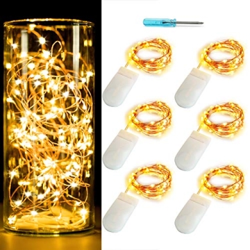 6 Pack 7Feet Starry String Lights,Fairy String Lights 20 Micro Starry LEDs On Copper Wire, 2pcs CR20...