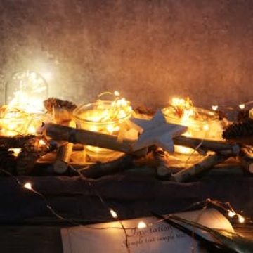 6 Pack 7Feet Starry String Lights,Fairy String Lights 20 Micro Starry LEDs On Copper Wire, 2pcs CR2032 Batteries Included,For Wedding Centerpiece,Party,Christmas Table Decor(Copper Warm White)