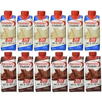 Premier Protein 6 Chocolate and 6 Vanilla Shakes - Pack of 12