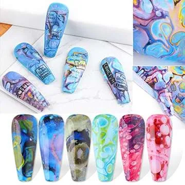 Marble Nail Art Foil Transfer Stickers - 10 Pcs of Stylish Designs for DIY Manicure