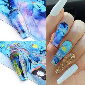 Marble Nail Art Foil Transfer Stickers for Creative Designs