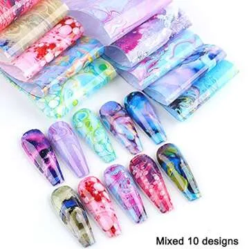 Marble Nail Art Foil Transfer Stickers for Creative Designs