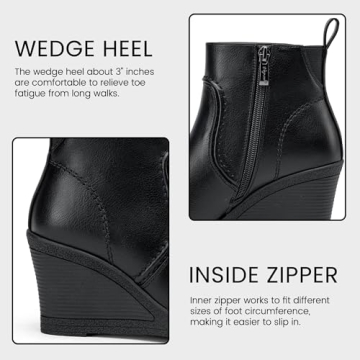 Stylish Vepose Women's Wedge Ankle Booties for Comfort