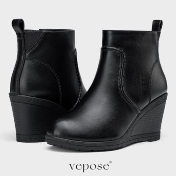 Stylish Vepose Women's Wedge Ankle Booties for Comfort