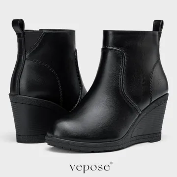 Stylish Vepose Women's Wedge Ankle Booties for Comfort