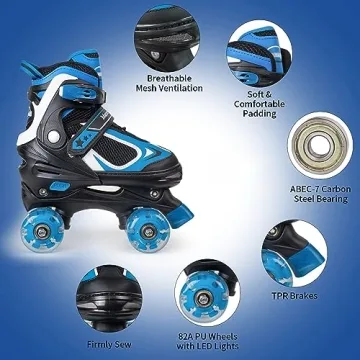 MammyGol Light-Up Adjustable Roller Skates for Kids