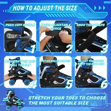 MammyGol Light-Up Adjustable Roller Skates for Kids