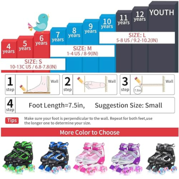 MammyGol Light-Up Adjustable Roller Skates for Kids