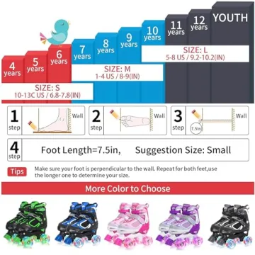 MammyGol Light-Up Adjustable Roller Skates for Kids