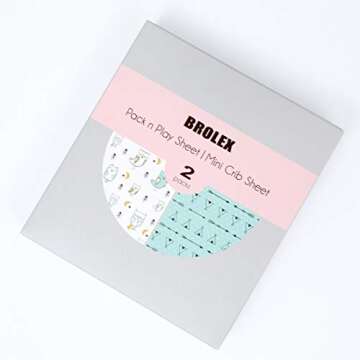 Pack n Play Sheets, BROLEX 2 Pack Mini Crib Sheets,Stretchy Portable Fitted Playard Sheet Set, Conve...