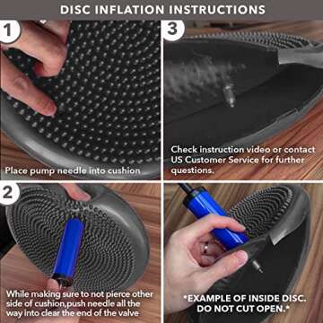 JFIT Inflatable Balance and Stability Disc - Large Yoga Wobble Cushion Trainer with Pump - Core Fitness and Workout Equipment Discs for Home - Office Chair, Ankle Strength Training and Dog or Pet Activity, Blue, 13-Inch