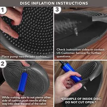 JFIT Inflatable Balance and Stability Disc - Large Yoga Wobble Cushion Trainer with Pump - Core Fitness and Workout Equipment Discs for Home - Office Chair, Ankle Strength Training and Dog or Pet Activity, Blue, 13-Inch