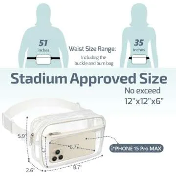Veckle Clear Fanny Pack Stadium Approved for Sports Events