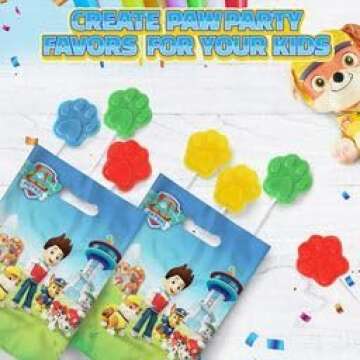 Paw Print Lollipops, Individually Wrapped Candy Suckers - Birthday Party Favors for Kids, Dog Patrol Goodie Bags and Candy Buffet (12-Pieces)