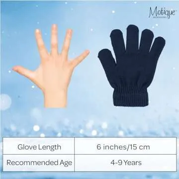 Motique Accessories Navy Kids Gloves Magic Knit Gloves for Girls/Boys Solid Colors