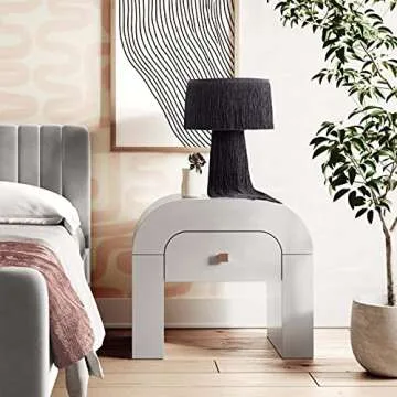 Tov Furniture Hump Nightstand (White) - Handmade Elegance for Every Room