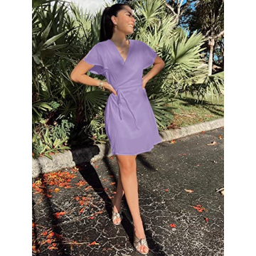 Ladies V Neck Wrap Mini Dress for Summer Events