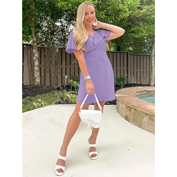 Ladies V Neck Wrap Mini Dress for Summer Events