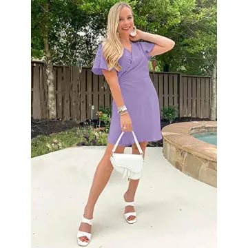 Ladies V Neck Wrap Mini Dress for Summer Events