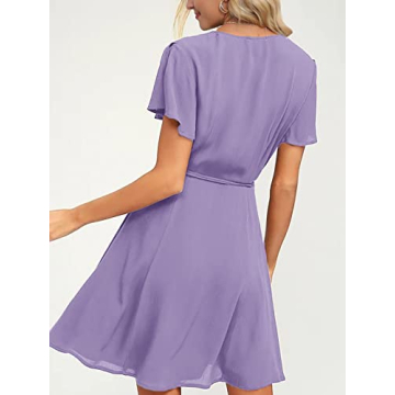 Ladies V Neck Wrap Mini Dress for Summer Events