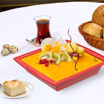 SILIVO 8 inch Square Cake Pans(2 Pack), 8x8 Baking Pan, Nonstick Silicone Cake Molds for Brownie, Cornbread and Cake