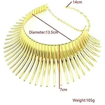 Mrotrida Women's Big African Necklace Adjustable Indian Style Bending Alloy Big Thorn Statement Collar Choker Gold
