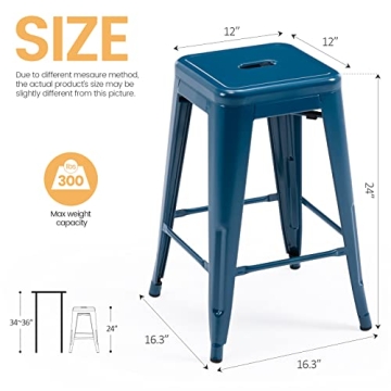 Stylish Metal Bar Stools - 24 Inch Durable Seating