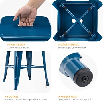 Stylish Metal Bar Stools - 24 Inch Durable Seating