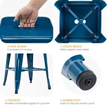 Stylish Metal Bar Stools - 24 Inch Durable Seating