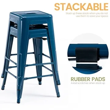 Stylish Metal Bar Stools - 24 Inch Durable Seating