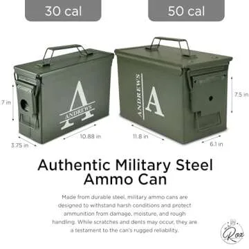 Personalized Ammo Box For Men - Custom Ammo Can Gift Set - Authentic Grade 1 Military Ammo Box Gift For Dad - Birthday Gift For Dad And Husband - Father’s Day Gift For Him - 30 Caliber