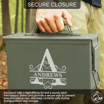 Personalized Ammo Box For Men - Custom Ammo Can Gift Set - Authentic Grade 1 Military Ammo Box Gift For Dad - Birthday Gift For Dad And Husband - Father’s Day Gift For Him - 30 Caliber