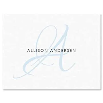 Initial Personalized Note Card (4 Color Choices) - 24 Cards with White Envelopes, 4¼ x 5½ Inch Siz...