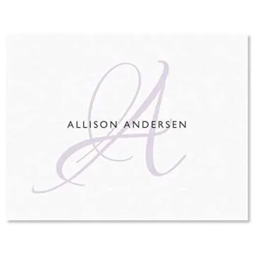Initial Personalized Note Card (4 Color Choices) - 24 Cards with White Envelopes, 4¼ x 5½ Inch Size, Blank Inside, Add a Name and Initial, For Thank You Notes, or Graduation Gifts